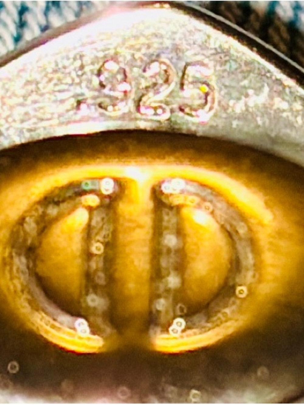 David Donahue Sterling Silver Fleur-de-Lis on Blue Shield Cuff Links - Picture 4 of 5